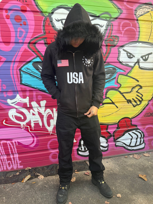 USA Fur Hoodie