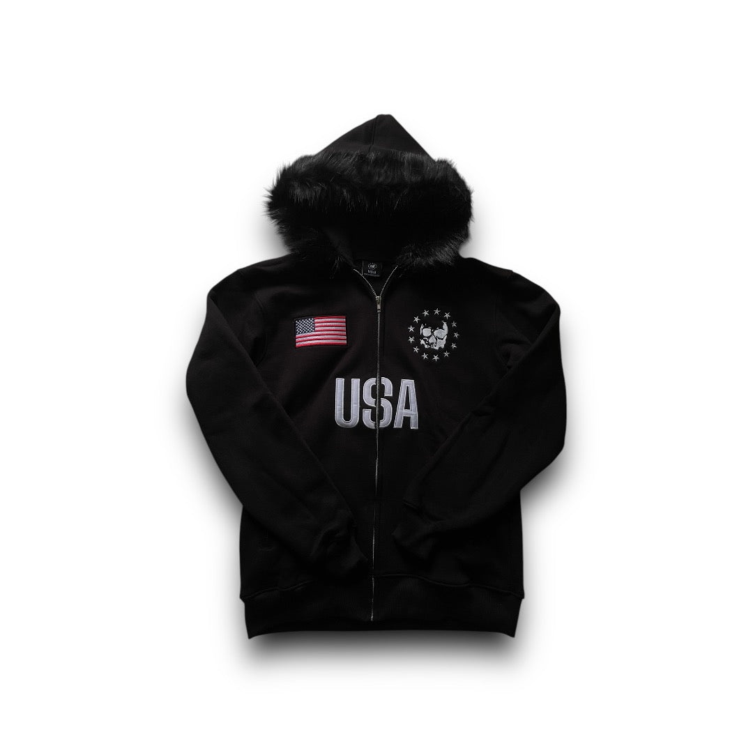 USA Fur Hoodie